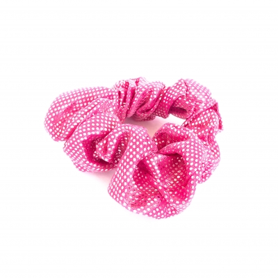 Scrunchie donkerroze grote glitters