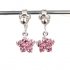 Clipoorbellen glitterbloem roze, hangoorbellen