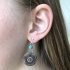 Clipoorbellen boho-chic, rond turquoise-rood met kraal, hangoorbellen