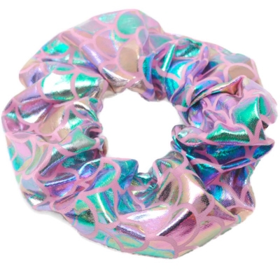 Scrunchie zeemeermin roze metallic