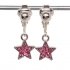 Clipoorbellen glittersterretjes roze, hangoorbellen